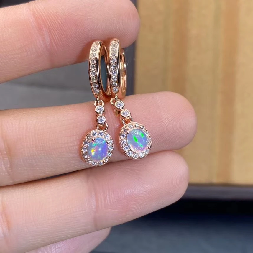 925 sterling silver natural opal earrings new ladies luxury gemstone eardrop sup - £59.56 GBP