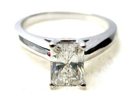 Radiant Diamond Ring 14k White Gold (0.55 Ct G SI1 Clarity) GIA  - £1,172.57 GBP