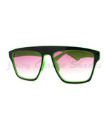 New Unisex Sunglasses Square Arched Top Robot Frame 2-Tone BLACK GREEN - $9.38 CAD