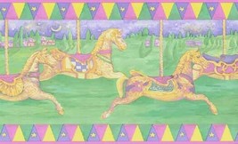 Carousel Horse Girl Bedroom Brewster Wallpaper Border 329B03972 - $16.44
