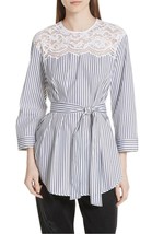 SANDRO Blue and White Striped &quot;Blanc&quot; Tunic/Blouse - Size 3 - $71.99