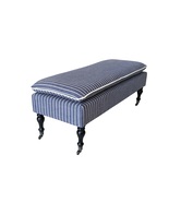 SEAT4U Linen Ticking Upholstered Pillowtop 48" Rovigo Bench-Indigo Blue - $379.00