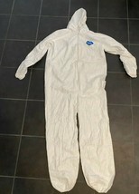 DUPONT FULL BODY ZIP-UP CLOSURE WHITE TYVEK COVERALL BUNNY SUIT WITH HOOD - £16.57 GBP
