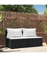 Patio Middle Sofas with Cushions 2 pcs Black Poly Rattan - $4,916.72 MXN