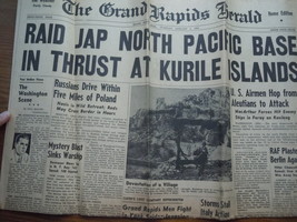 The Grand Rapids Herald Raid Jap North Pacific Base January 1944 - $11.99