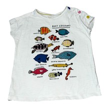 Mini Boden Girls Reef Creatures T-Shirt 9/10 Fish Print Short Sleeve - £14.99 GBP