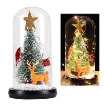 Led Christmas Tree In Glass Cover Tabletop Decoration Night Light Bedsid... - $33.95