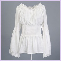 Vintage Damsels Peasant White Long Sleeved Lace Edged Gothic Punk Cotton Blouse image 1