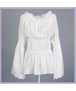Vintage Damsels Peasant White Long Sleeved Lace Edged Gothic Punk Cotton... - £64.25 GBP
