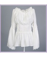 Vintage Damsels Peasant White Long Sleeved Lace Edged Gothic Punk Cotton... - $79.95