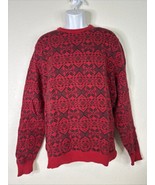 Chaps Mens Size XL Red Festive Pattern Tight Knit Pullover Sweater Long ... - £10.99 GBP