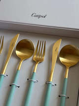 Goa Turquoise 6 pcs. Matte Brushed Gold Plated - $114.00