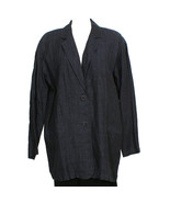EILEEN FISHER Denim Blue Organic Washed Linen Delave Long Oversized Jack... - $231.48 CAD