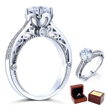 2 Carat Moissanite Diamond Vintage Sterling 925 Silver Wedding Engagemen... - $309.99
