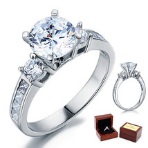 3-Stone Wedding Affordable Engagement Ring 2 Ct Lab Diamond 925 Sterling Silver  - £80.17 GBP