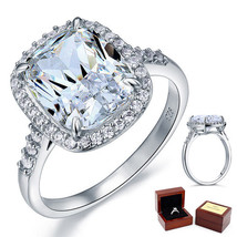925 Sterling Silver Wedding Anniversary Halo Ring 6 Ct Lab Created Diamond  - £80.17 GBP