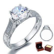 2 Carat Round Diamond Vintage Sterling 925 Silver Bridal Wedding Engagement Ring - £72.28 GBP