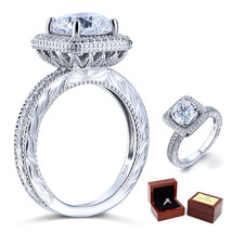 3 Ct Cushion Cut Lab Diamond Vintage Sterling 925 Silver Wedding Engagement Ring - £88.34 GBP