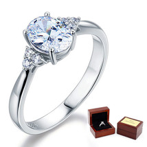 Affordable Sterling 925 Silver Wedding / Promise Ring 1.5 Ct Oval Lab Diamond - £56.21 GBP