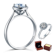 925 Sterling Silver Halo Promise / Engagement Ring 1 Ct Lab Diamond Substitute  - £72.15 GBP