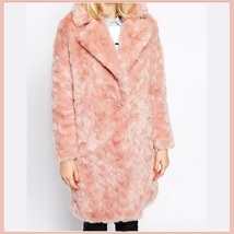 Luxury Pink Rex Rabbit Retro Lapel Medium Length Trench Faux Fur Coat image 2