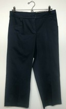CLAUDIA EV Navy Blue CAPRI CROPPED DRESS PANTS Stretch Twill SATEEN size 8 - $19.07