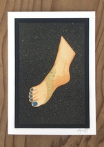 Turquoise Henna Tattooed Foot in Acrylics Greeting Card - $9.00