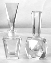 2 Crystal Perfume Bottles with Stoppers (Empty) Unbranded 5.5&quot; and 4.75&quot;... - £22.00 GBP
