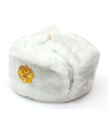 AUTHENTIC WHITE RUSSIAN MILITARY USHANKA WITH SOIVET IMPERIAL EAGLE - £25.10 GBP+
