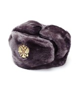 Authentic Russian Gray Ushanka Military hat w/ SOVIET DOUBLE EAGLE BADGE - £22.01 GBP+