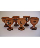 Egg Cups Peru Set of 6 Vintage Clay Pottery Brown Fish Llama Aztec Colle... - £38.03 GBP