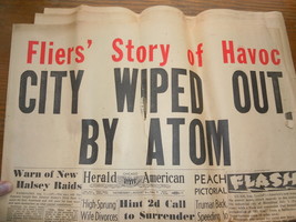 Chicago Herald American City Wiped Out by Atom August 8 1945 - £14.36 GBP