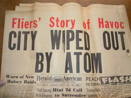 Chicago Herald American City Wiped Out by Atom August 8 1945 - $17.99