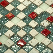 Aquamarine Grid - 3-Dimensional Mosaic Decorative Wall Tile(2PC) - £27.45 GBP