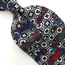 J.T. Beckett Tie Antique/Vintage Cars Geometric Red Black  Silk Necktie IN18-128 - £12.38 GBP