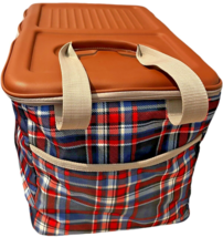 Soft sided Plaid (red/white/blue) PVC Rolling Picnic Insulated Cooler - ... - $34.66