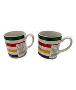 Hudsons Bay Mug Stoneware Stripes HBC Lot 2 14 oz Iconic Canada New Labe... - £45.06 GBP