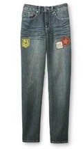 Girls Jeans Denim Route 66 Blue Patch Whisked Embroidered Slim Stright-sz 5 - $11.88