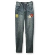 Girls Jeans Denim Route 66 Blue Patch Whisked Embroidered Slim Stright-sz 5 - £9.38 GBP