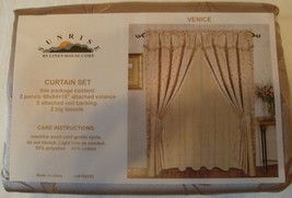 "Sunrise" Jacquard Window Curtains / Drape Set   Tan (Leaf Design) - $39.95