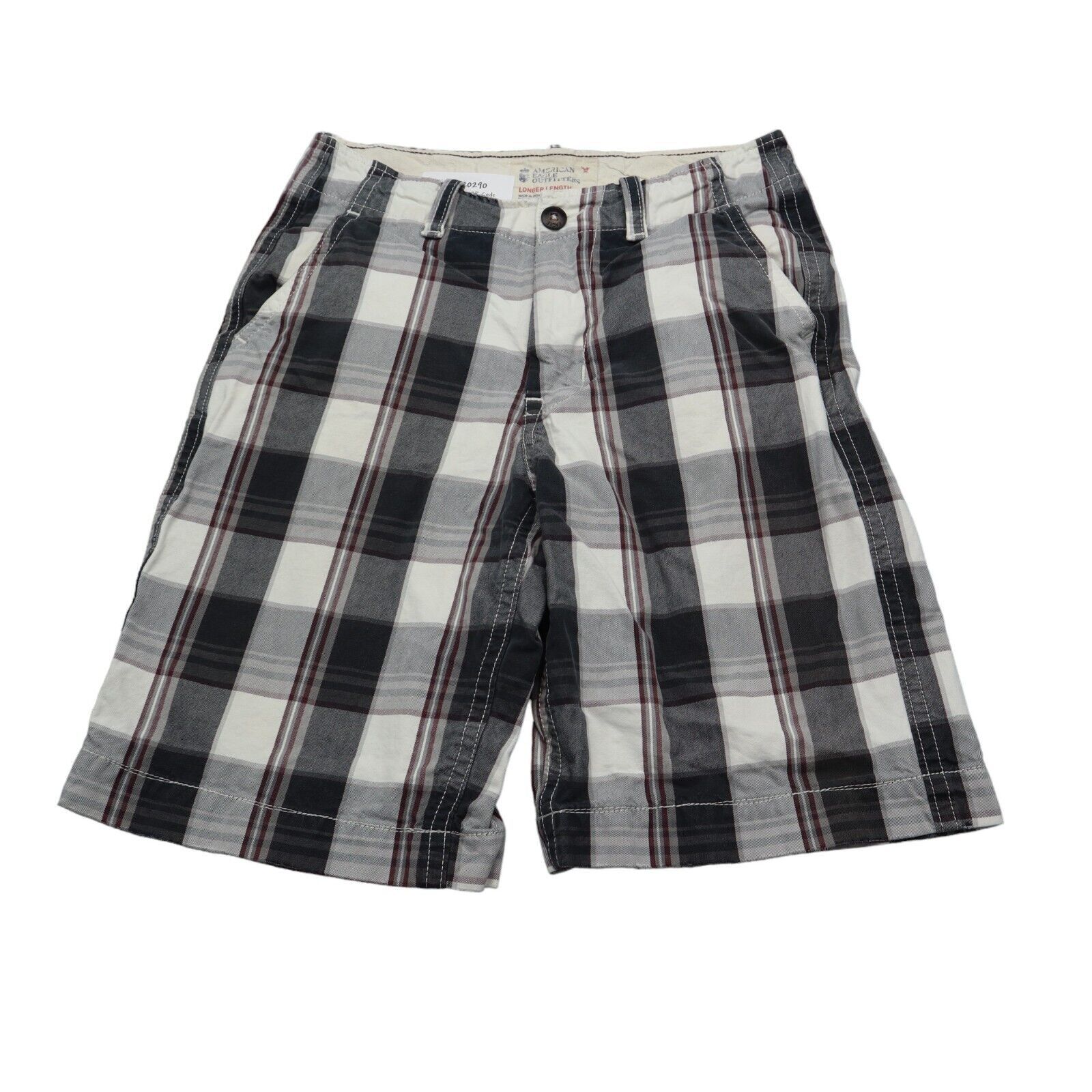 American Eagle Shorts Mens 30 Black Check Plaid Longer Length Uniform Pr... - $18.69