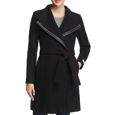 Primary image for NWT Womens 18 Calvin Klein Faux Leather Trim Wool Blend Belted Winter Coat