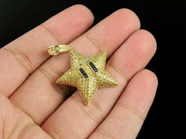 2.25CT Round Cut Yellow Diamond 14K Yellow Gold Over Mario Star Charm Pendant - £240.83 GBP