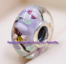 TOP 925 Sterling Silver Handmade Glass Enchanted Garden Murano Glass Cha... - $5.60