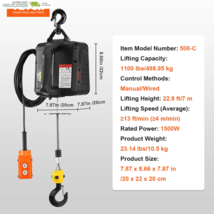 Succebuy 1100Lbs Electric Hoist Winch 2/3-In-1 Portable Power Winch Cran... - $233.06