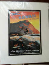 Fly To Hawaii By Clipper   Pan American World Airways Matted 10&quot; X 8&quot; Poster - £14.84 GBP