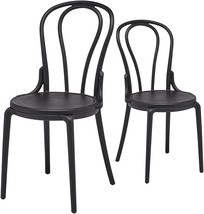 CangLong French Dining Bars, Cafes, Restaurant, Plastic Chair, Set of 2, Black 2 - £141.83 GBP