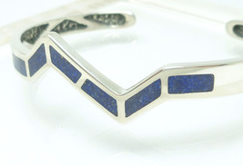 Sterling Southwestern Zig-Zag Lapis Lazuli Chip Inlay Cuff Bracelet Small  - £46.75 GBP