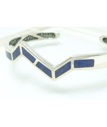 Sterling Southwestern Zig-Zag Lapis Lazuli Chip Inlay Cuff Bracelet Small  - $82.65 CAD