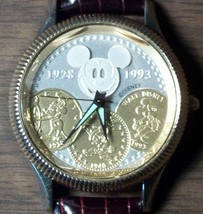 Disney Vintage Anniversary Gold Coin Mickey Mouse Watch! Stunning! Retired and H - £131.59 GBP